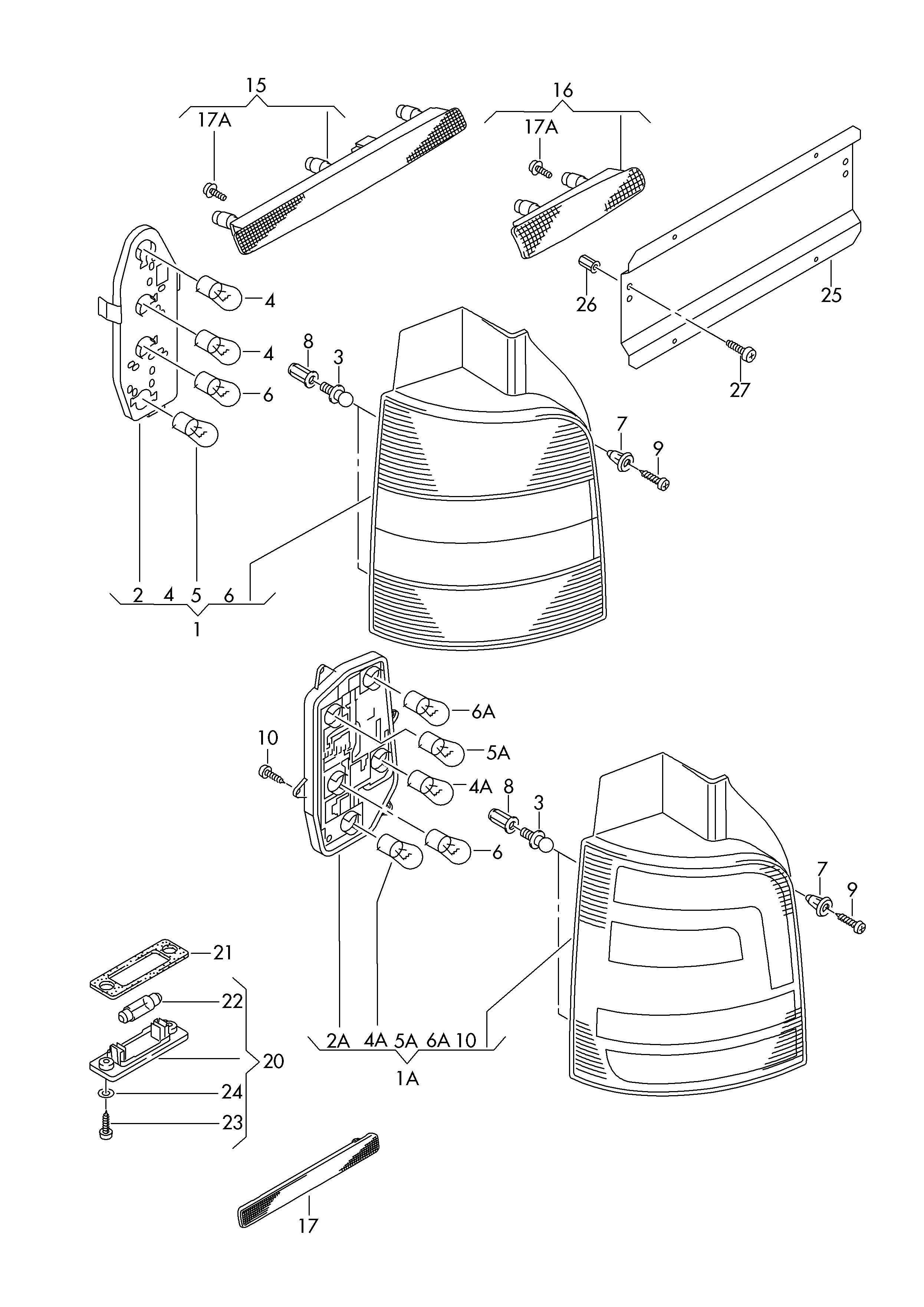 VW 3B5 943 021E - Фонарь освещения номерного знака parts5.com