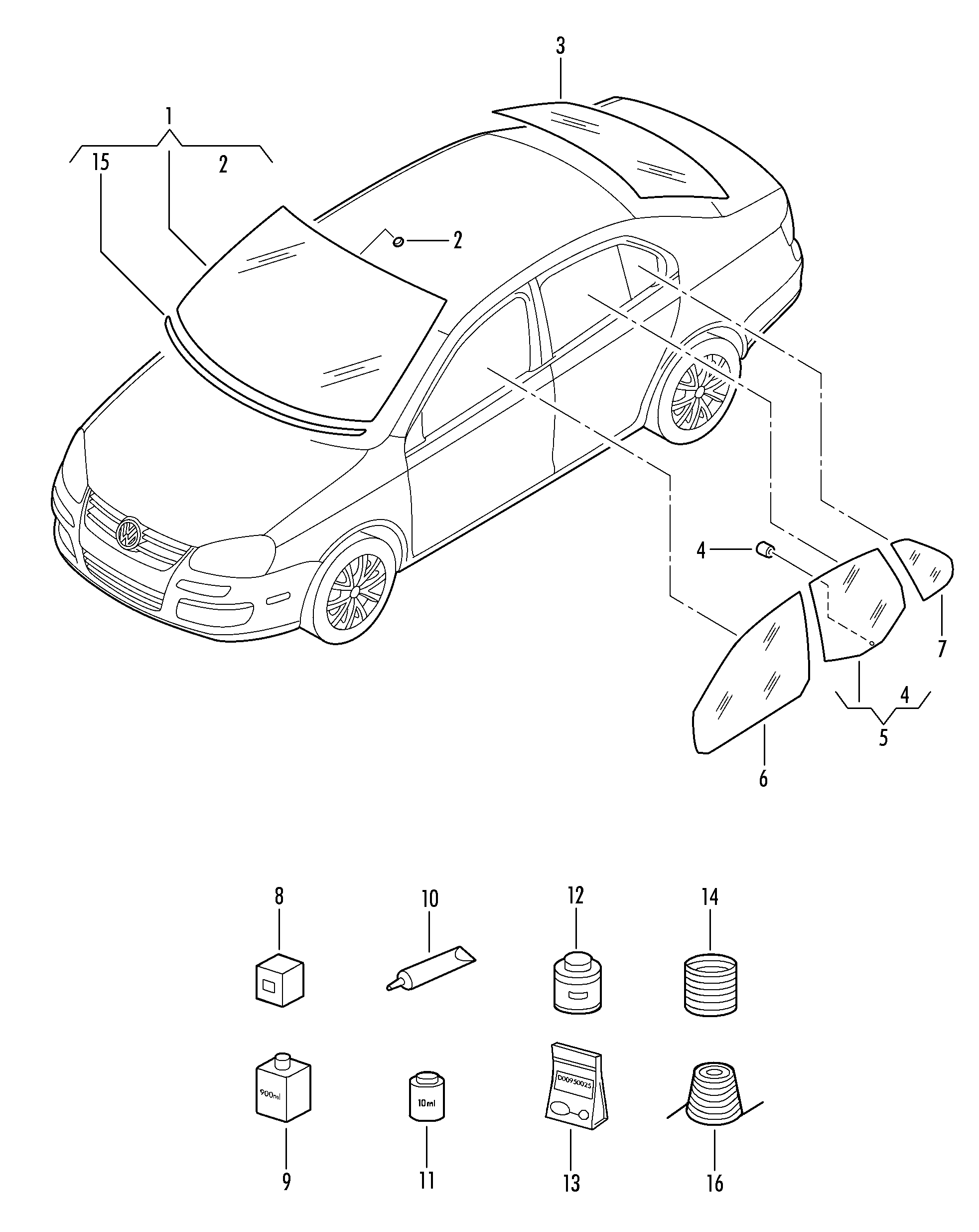 VW 1K5845201B - Стекло двери parts5.com