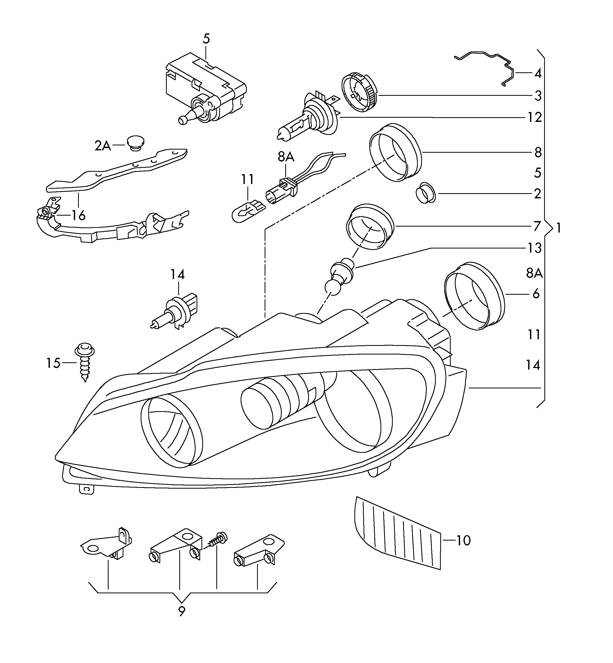 VW (FAW) 5K1 941 005 L - Основная фара parts5.com