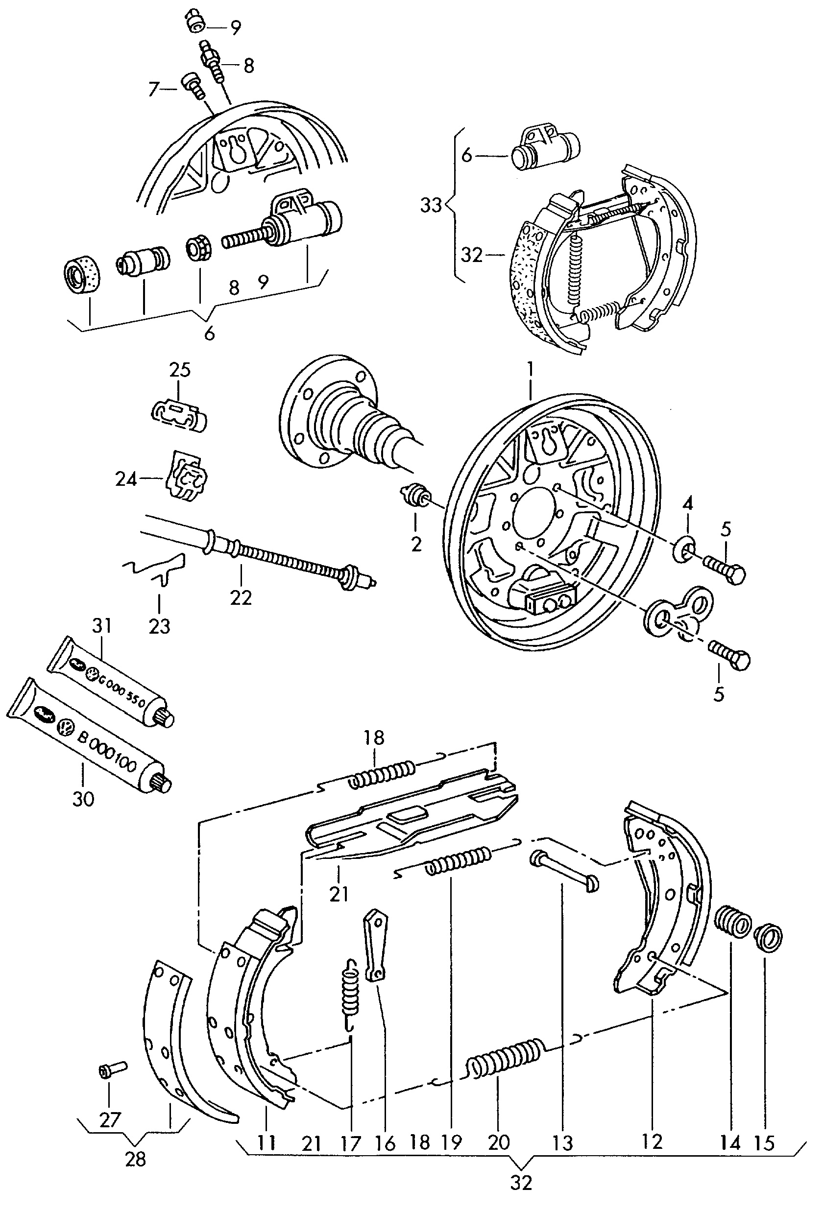 AUDI 1H0 698 511 X - Комплект тормозных колодок, барабанные parts5.com