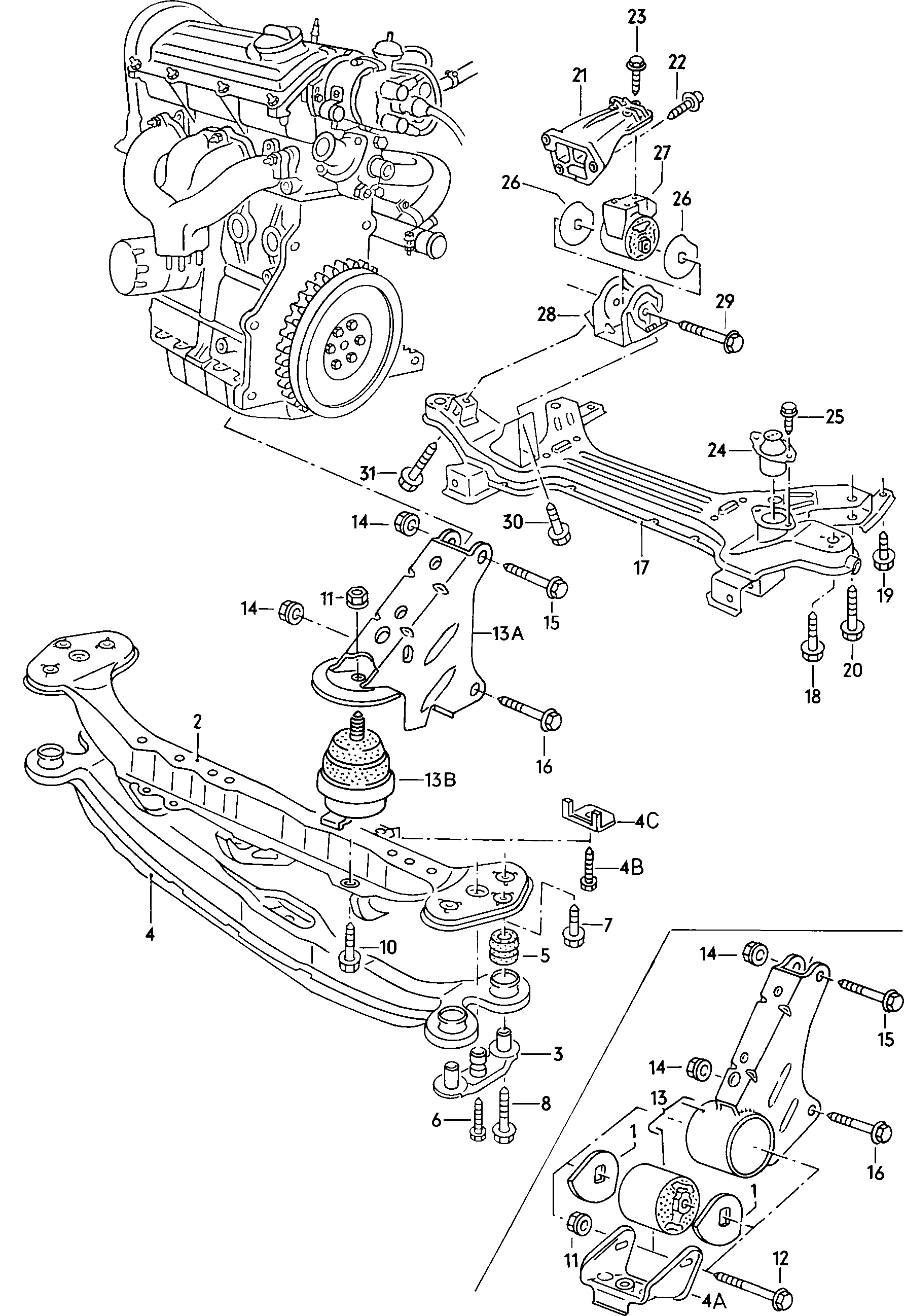 VAG 191199315AD - Вспомогательная рама, агрегат опоры parts5.com