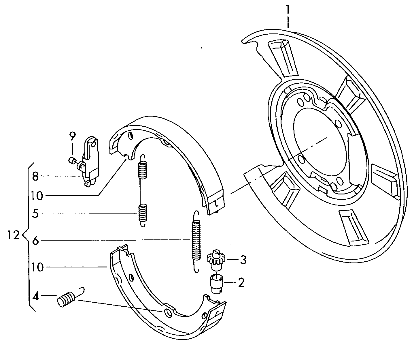 VAG 2D0609585 - Juego de accesorios, zapatas de freno de estacionamiento parts5.com