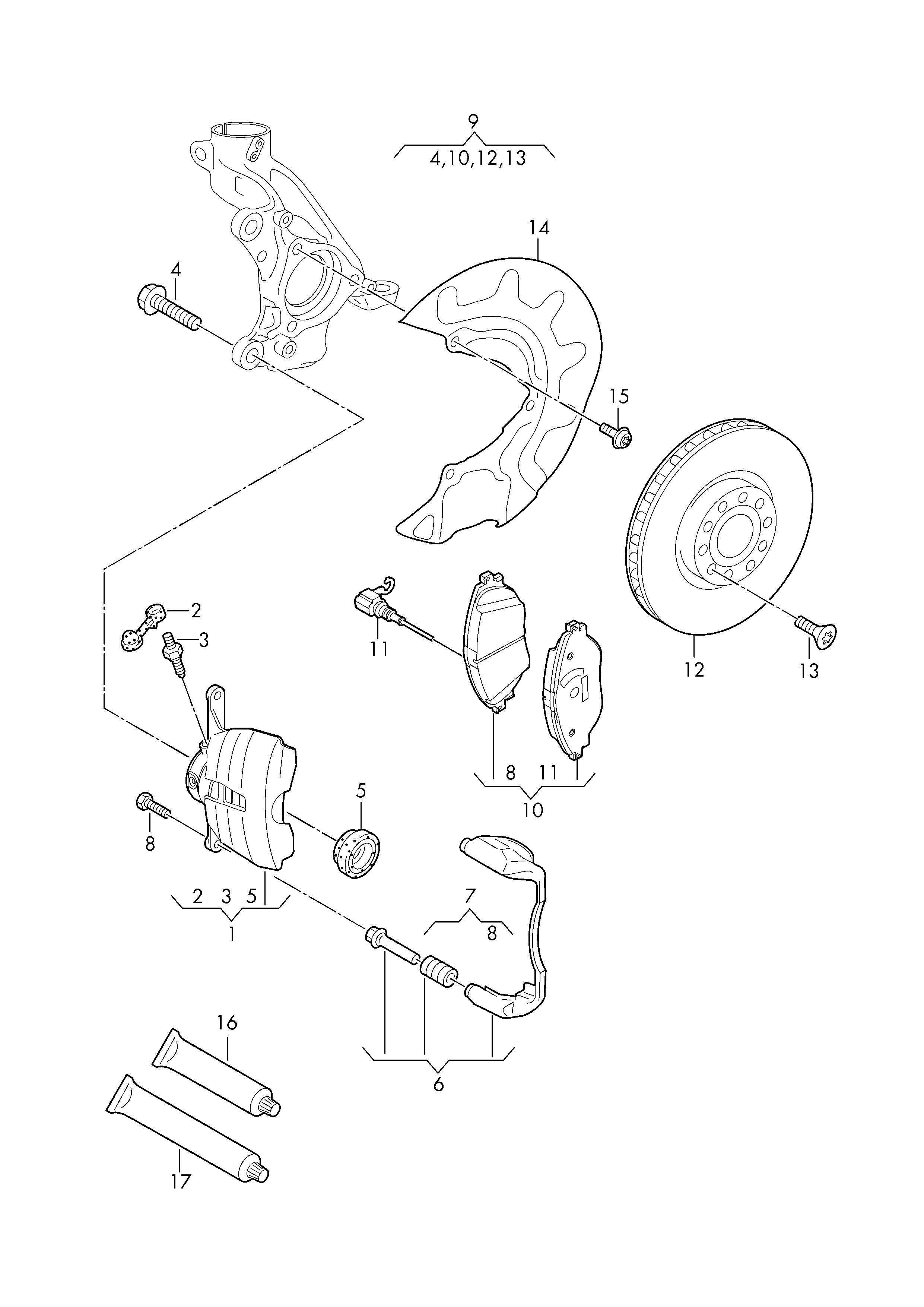 VW 8V0698151 - Тормозные колодки, дисковые, комплект parts5.com