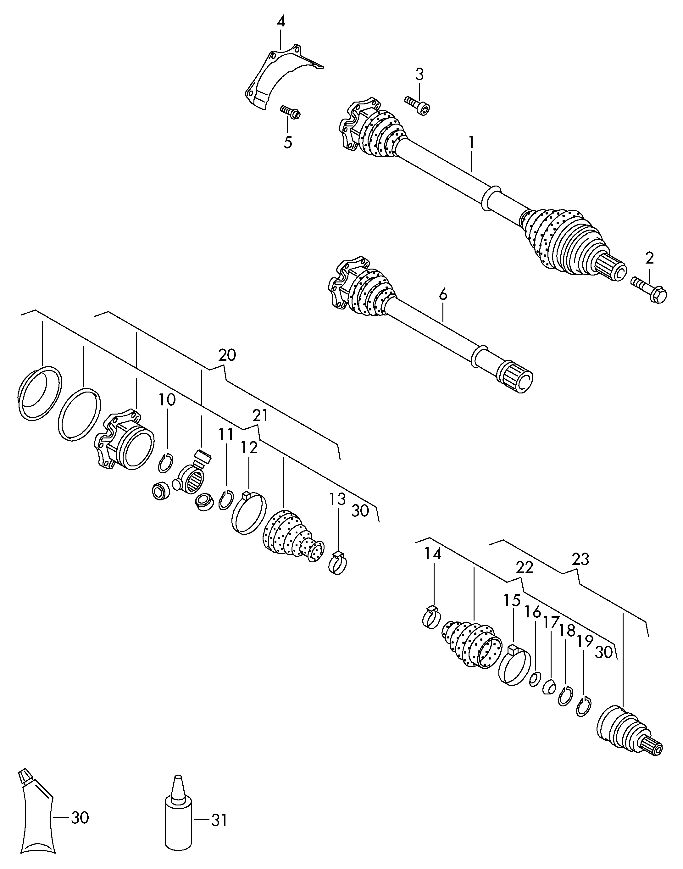 VAG 3B0 498 099 H - Шарнирный комплект, ШРУС, приводной вал parts5.com