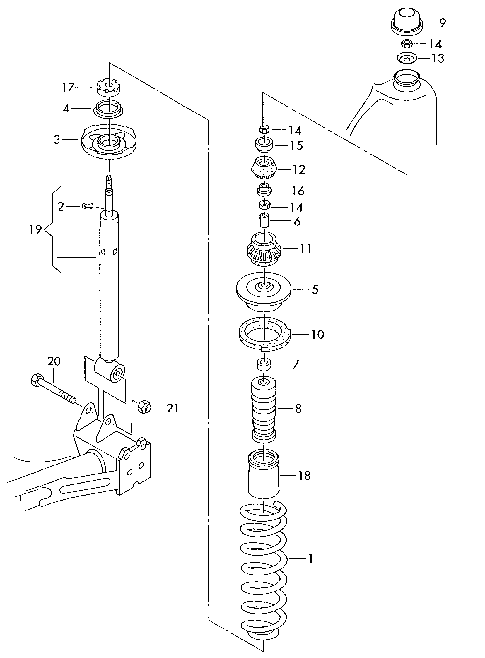 VAG 191512333 - Опора стойки амортизатора, подушка parts5.com