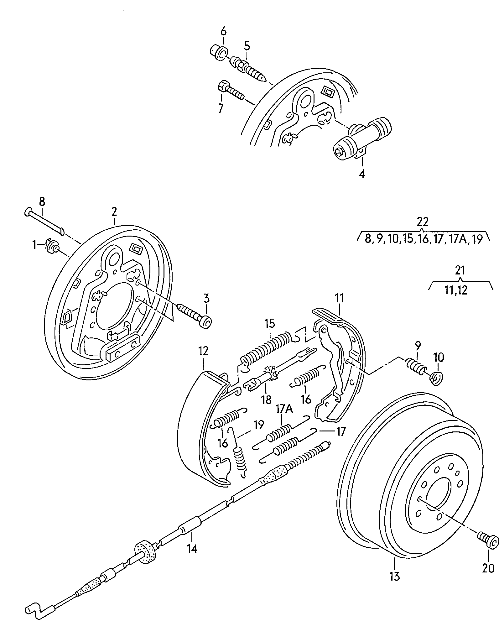 Skoda 701609531D - Комплект тормозных колодок, барабанные parts5.com