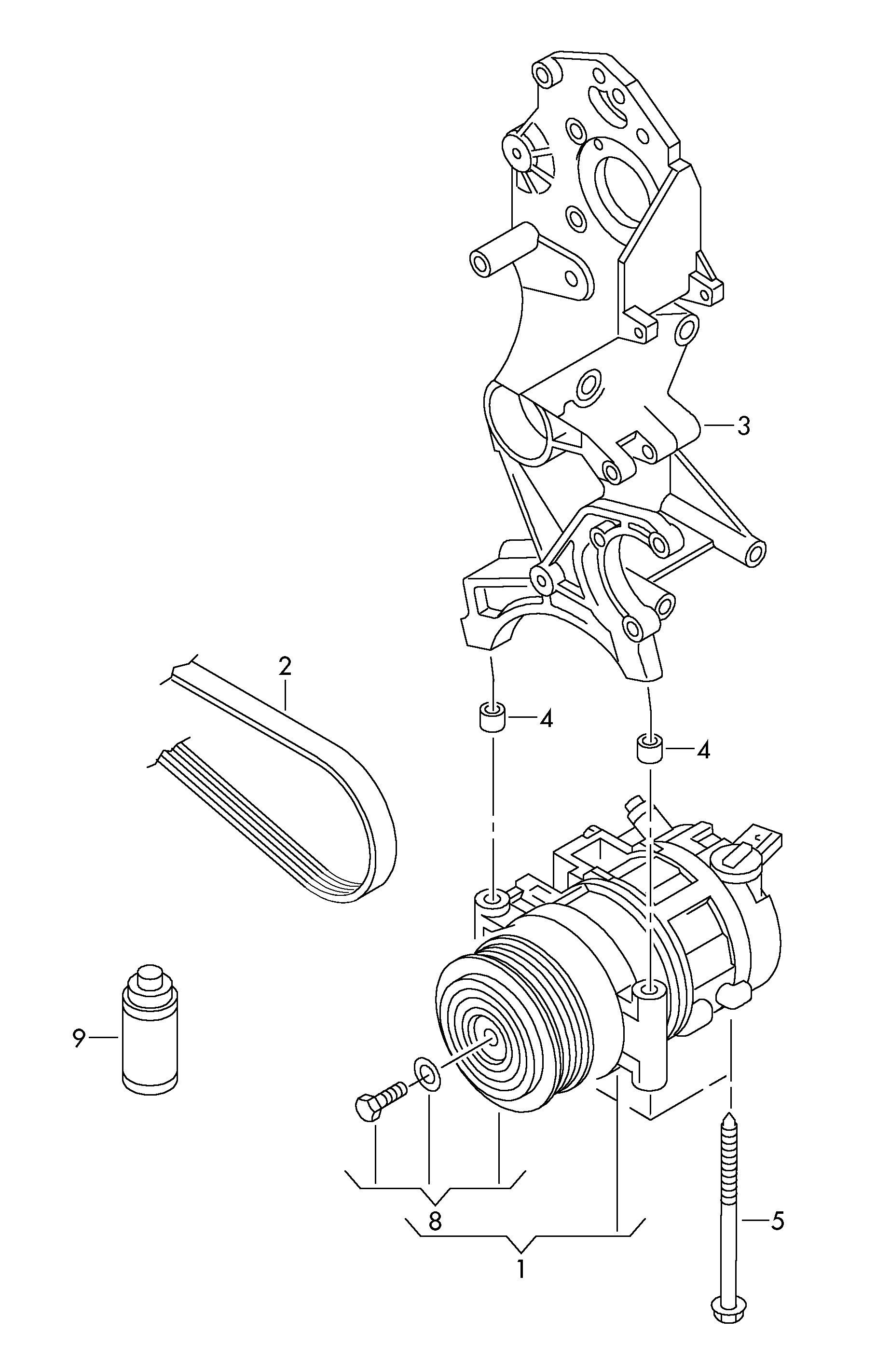 VW 7E0820803F - Compressor, air conditioning parts5.com