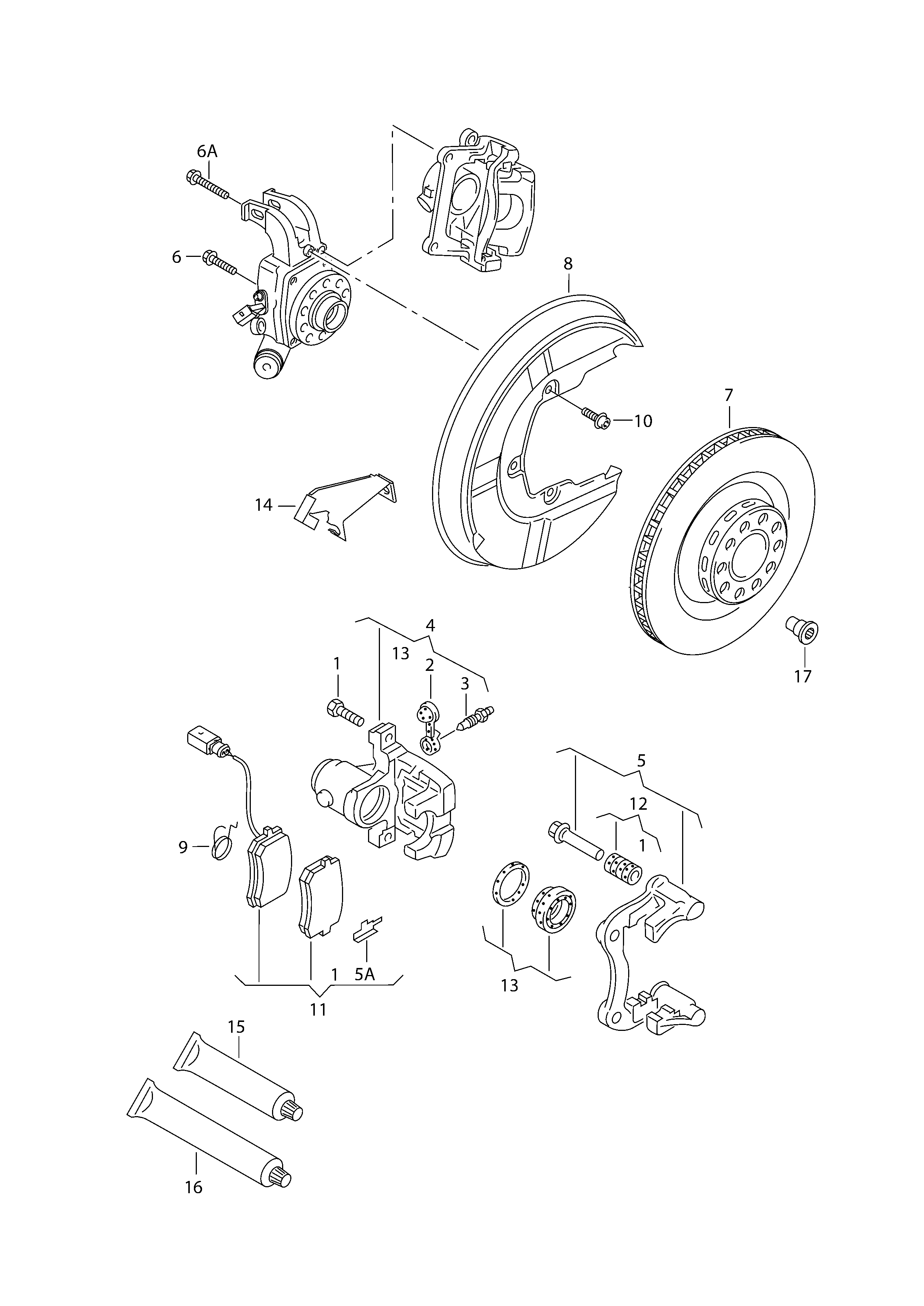 VW 3D0615423 - Ремкомплект, вал стояночный тормозной (тормозной суппорт) parts5.com