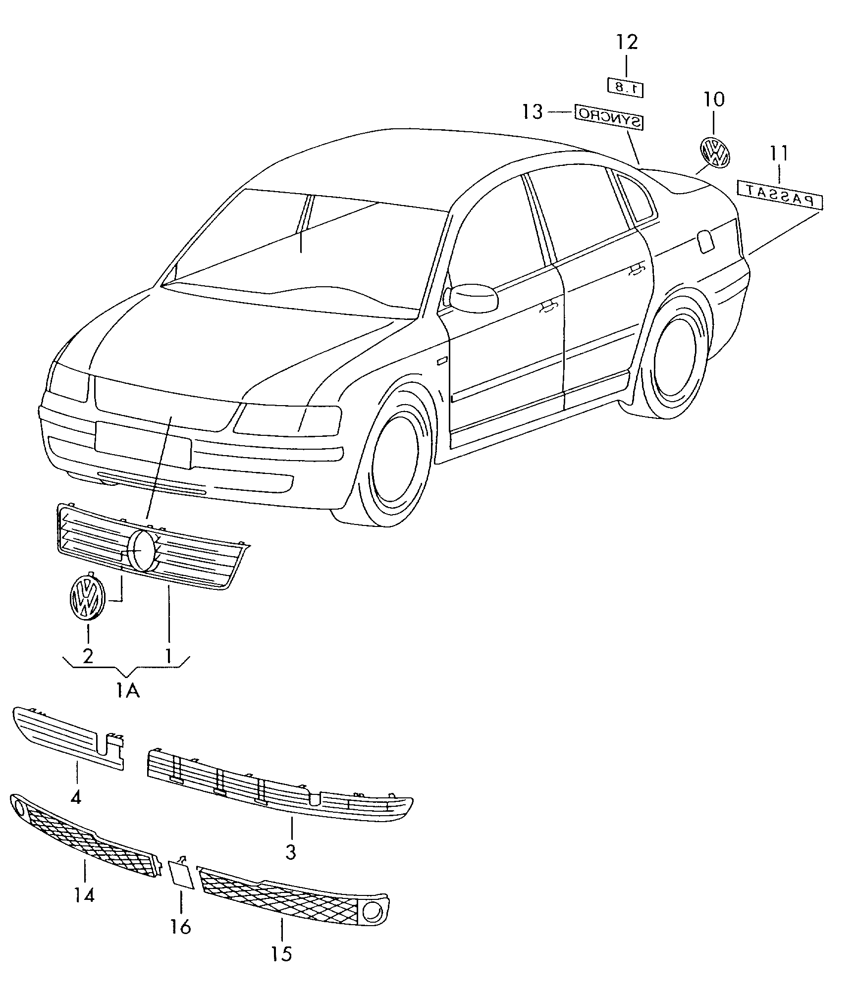 VW 3B0853601  ULM - Эмблема радиатора parts5.com