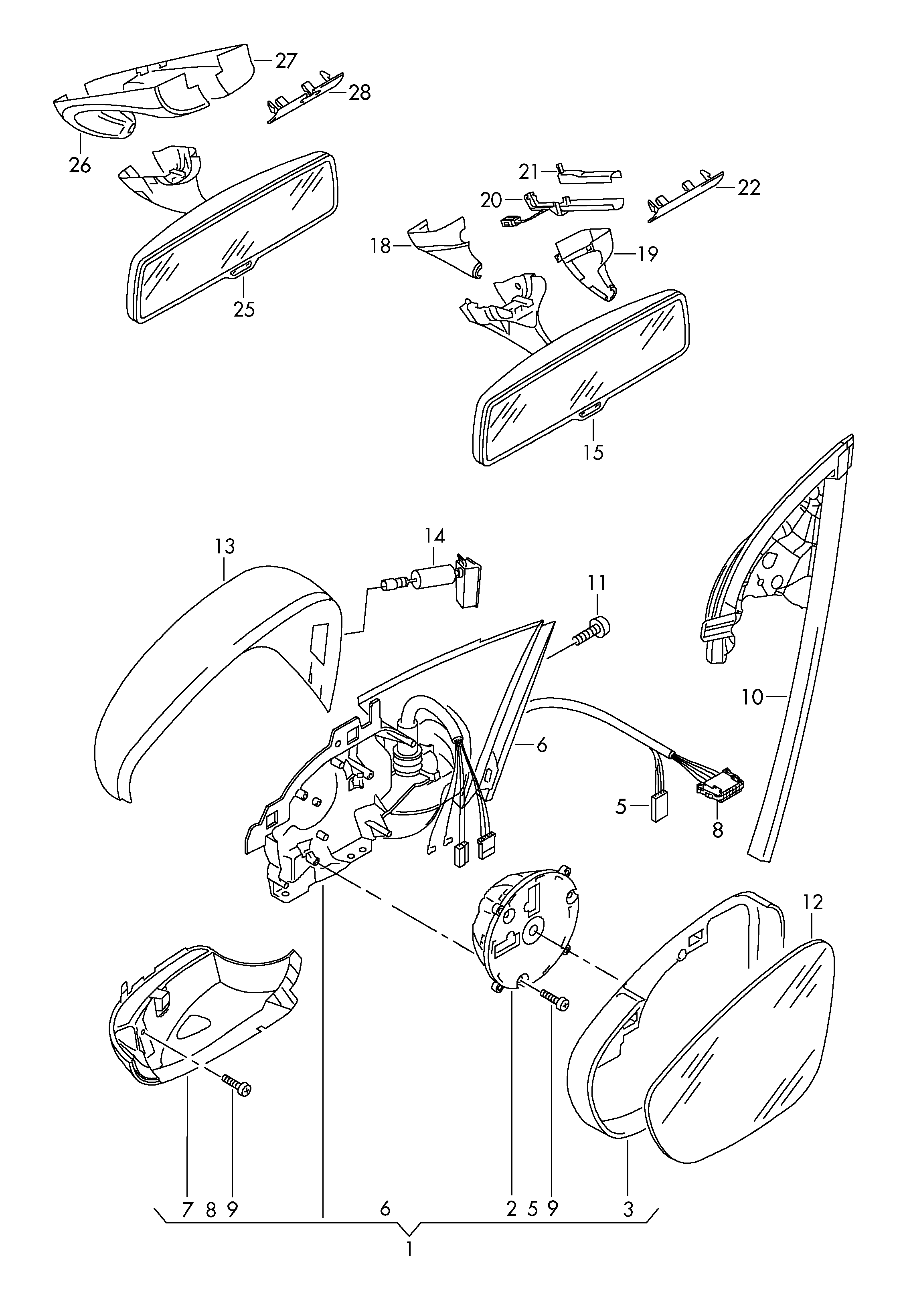 VAG 3C8 857 521 - Зеркальное стекло, наружное зеркало parts5.com