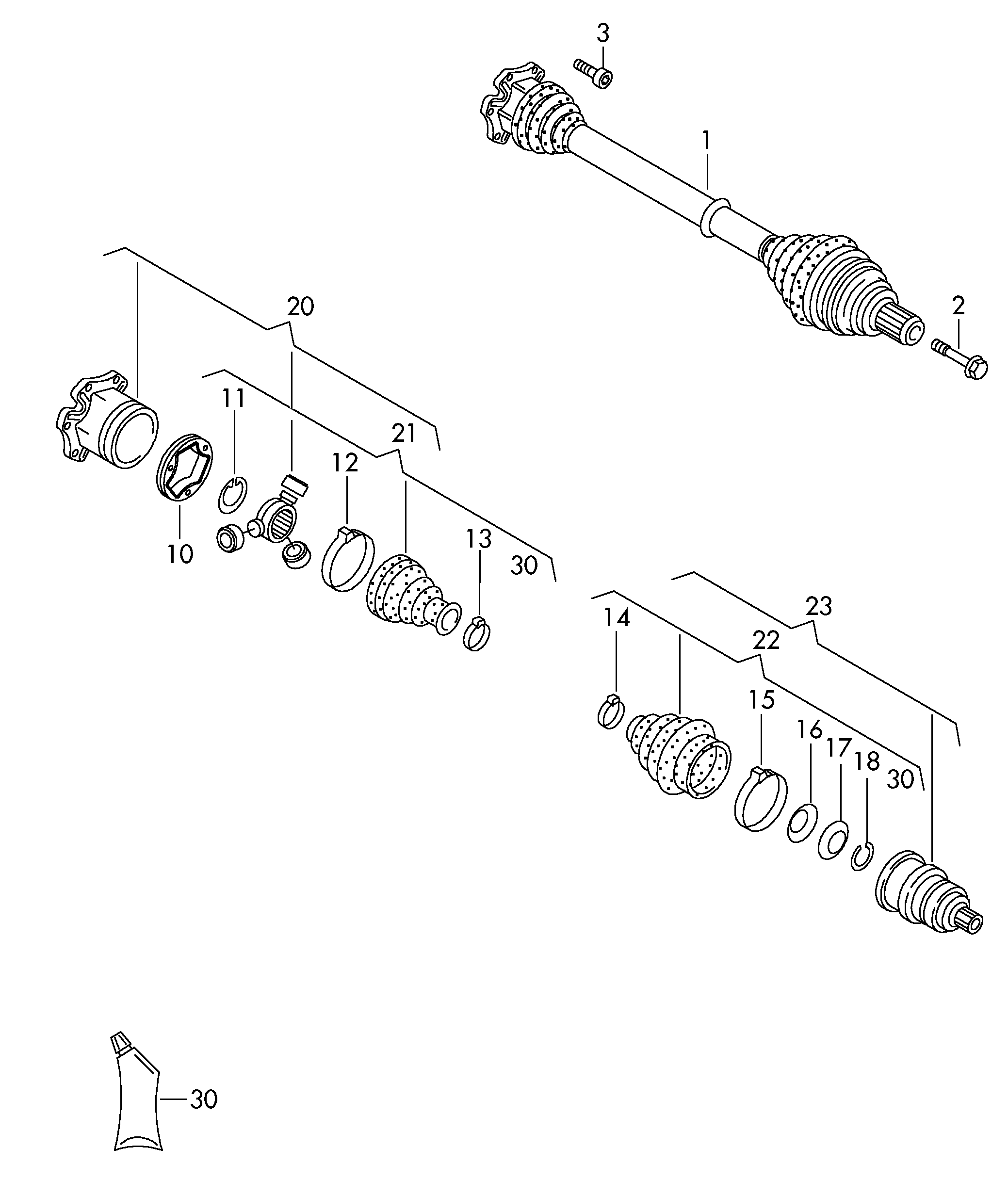 Skoda 3Q0498103 - Шарнирный комплект, ШРУС, приводной вал parts5.com