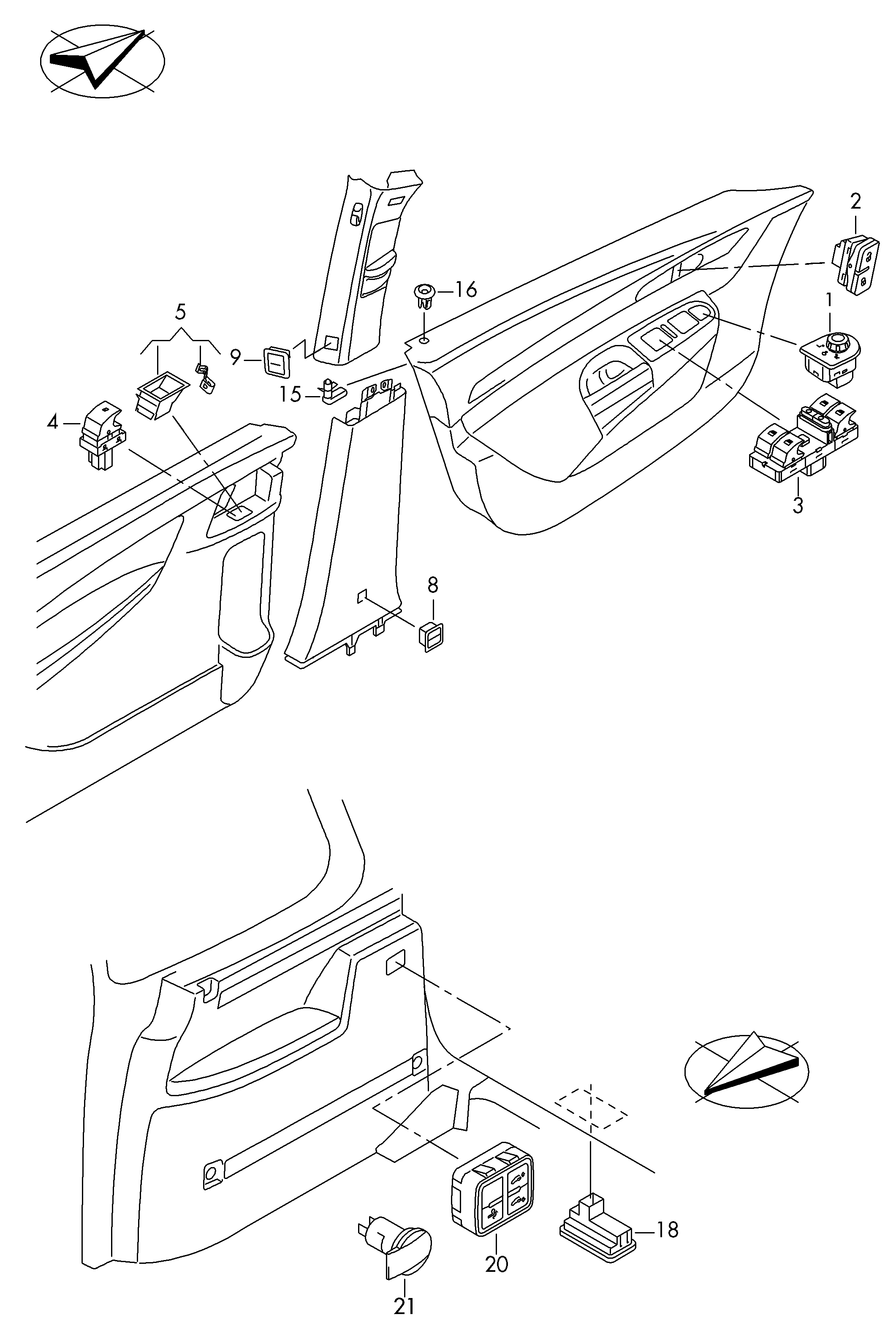 AUDI 7L6959855B - Выключатель, стеклоподъемник parts5.com