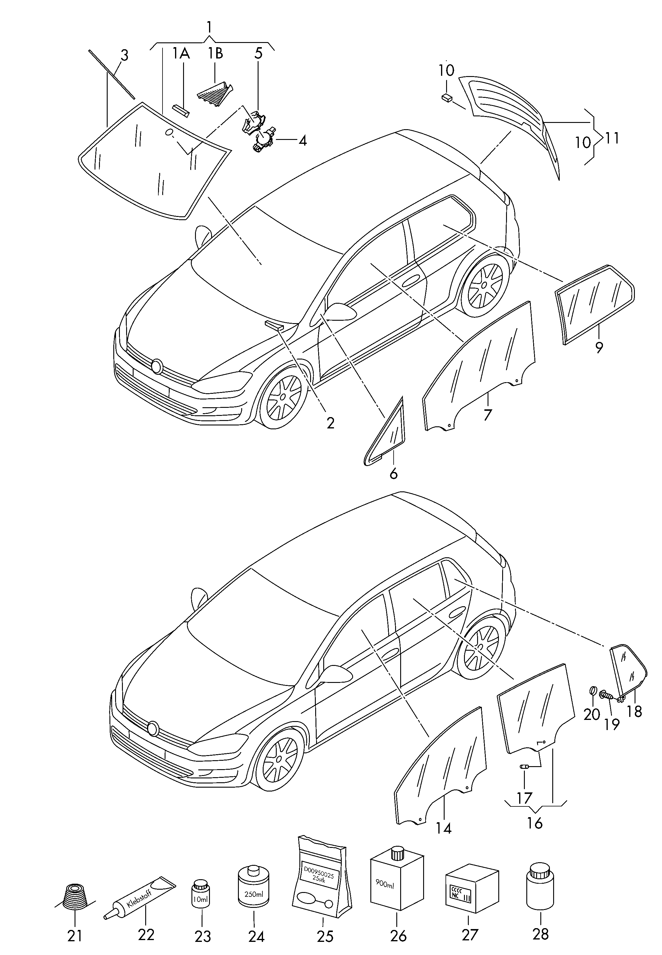 VW 5G6845025A - Стекло двери parts5.com