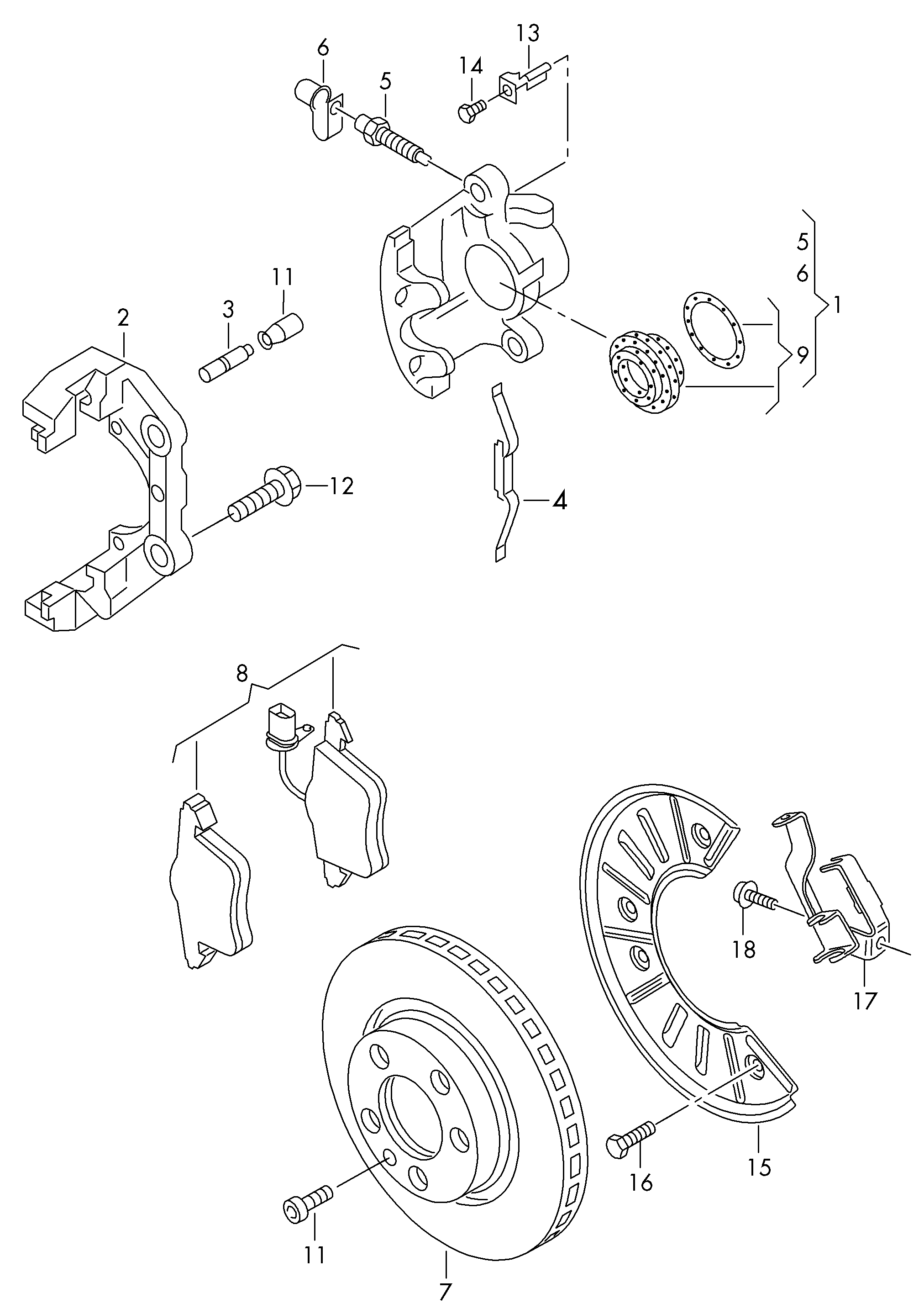 VAG 7D0 615 295 A - Комплектующие для колодок дискового тормоза parts5.com