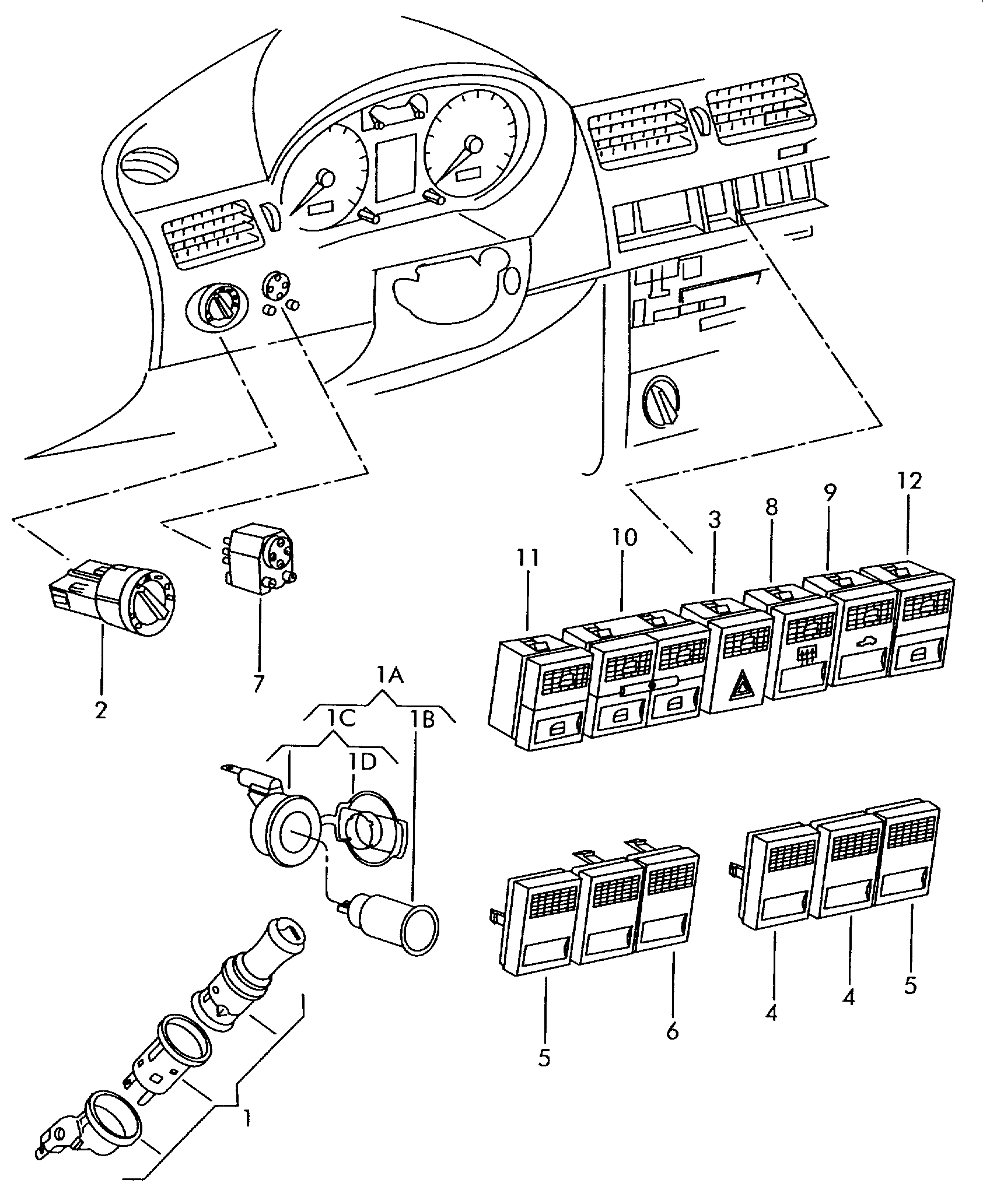 VW 1C0 941 531 A - Выключатель, головной свет parts5.com